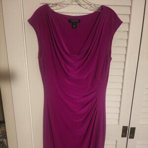 Ralph Lauren Dress Size 10 Drape neck Sleeveless Raspberry Purple Jewel Pink